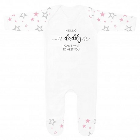 Hello Daddy Baby Girl Romper suit - Pink Star