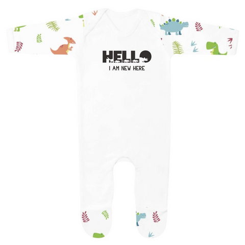 Hello I'm New Here Dino Baby Outfit