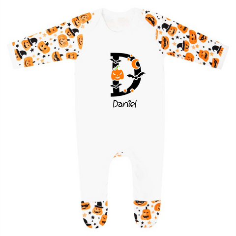 Halloween Name Printed Babygrow