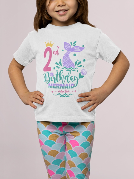 Personalised Mermaid Birthday Girl T-Shirt