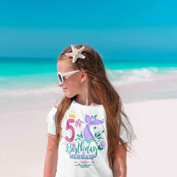 Personalised Mermaid Birthday Girl T-Shirt