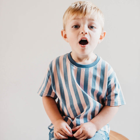 Unisex Pink/Grey Stripes Kids T-Shirt