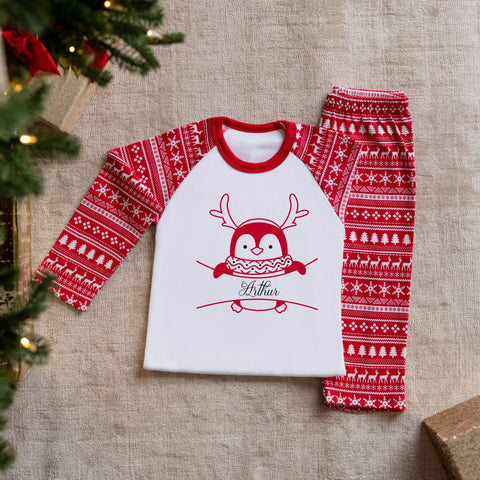 Personalised Penguin Christmas Pyjamas For Kids