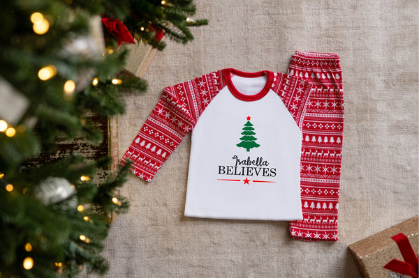 Personalised Kids Believes Christmas Pyjamas